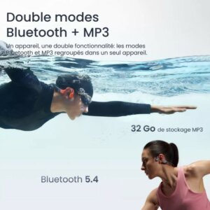 SHOKZ Casque Bluetooth/MP3 Openswim Pro Noir à conduction osseuse avec micro