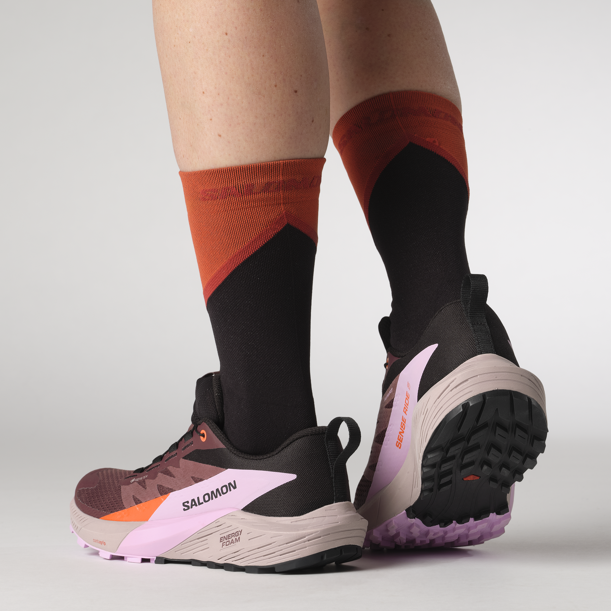 L47592300_1_MOD_SENSE RIDE 5 GTX WCatawba Grape_Orchid Bouquet_Cherry Tomato Salomon Sense Ride GTX 5W Meudon Running Company